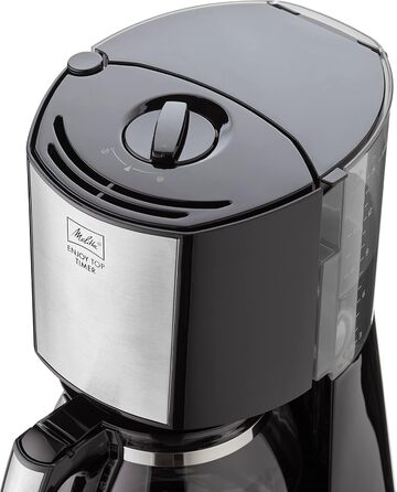 Кавомашина Melitta Enjoy Top з таймером, 10 чашок, чорний колір, скляна колба, функція Tropfstopp