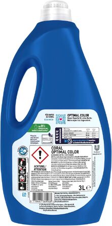 Рідкий пральний засіб для кольорових речей Coral Optimal Color XXL з формулою захисту кольору, 60 прань (набір 2 шт)