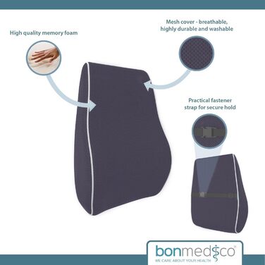 Подушка для офісного крісла Bonmedico з Memory Foam: поперекова підтримка для офісу, авто та дому, чорна, ергономічна подушка для спини