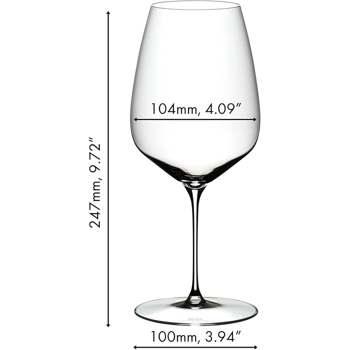 RIEDEL Veloce Cabernet/Merlot Wine Glass Set, 2-Piece, Clear Crystal Glass, Premium Machine-Made