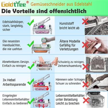 Набір для нарізки овочів 8-в-1 з контейнером, з нержавіючої сталі, для салату та нарізки