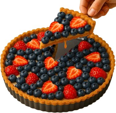 Форми для тартів Yamteck Tarteform 10см, 6 шт. З підйомним дном, антипригарне покриття, вуглецева сталь. Для тартів, пирогів, випічки, сімейних обідів та свят. Розмір 10х2 см, 6 шт. (28*3 см)