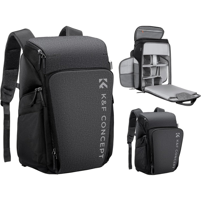 Рюкзак для фотокамери K&F Concept Alpha 25L сірий - для фотографів, з відділенням для 16-дюймового ноутбука, сумісний з дронами DJI Mavic