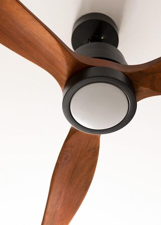 Стельовий вентилятор з підсвічуванням Windstylance Natural Wood, Ø132 см, чорний, дерев'яні лопаті, WiFi, пульт, 40W, літній/зимовий режим