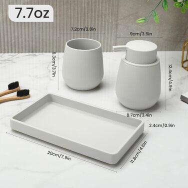 Сучасний набір для ванної кімнати AJEUNGAIN сірого кольору: мильниця, стакан для зубної пасти, піднос. Організатор для ванної кімнати (сірий). 3 шт.