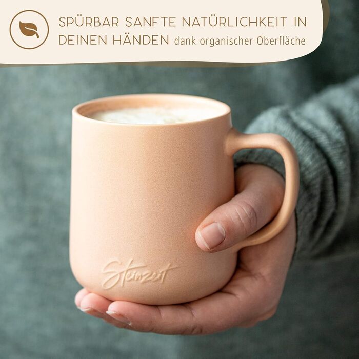 Stone Age Design Coffee Cups (6x350ml) - 100% Handmade Coffee Mugs - Set of 6 Unique Pastel Colors - Large 350ml Mug Suitable for Any Beverage