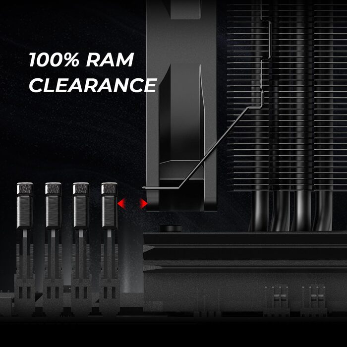 ID-COOLING SE-214-XT Black: Кулер CPU з чорним дизайном, 4 теплові трубки, 120мм вентилятор, сумісний з LGA1700/1851/1200/115X, AMD AM5/AM4
