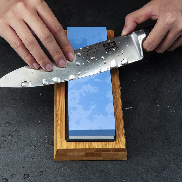 Набір для заточування ножів 2 в 1 SHAN ZU: Schleifstein (1000/5000) + Abziehstein, з керівництвом кута та силіконовою основою