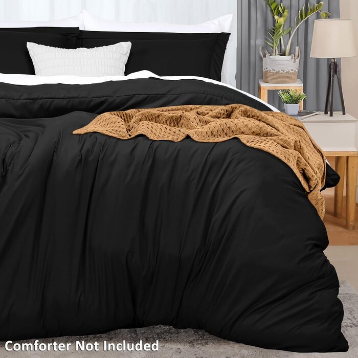 Комплект постільної білизни Utopia Bedding: ковдра 203x228 см, 2 наволочки, чорний, мікрофібра