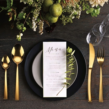 Набір золотих столових приборів на 6 осіб, нержавіюча сталь, 24 предмети — ідеальний подарунок