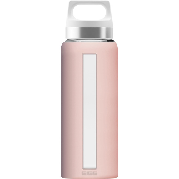 SIGG Dream Water Bottle (0.65 L), non-toxic and heat-resistant water bottle, leak-proof glass water bottle with silicone sleeve (Blush)