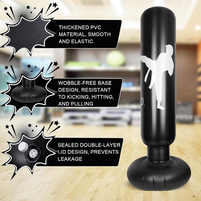 Надувний боксерський мішок для дітей 160см з насосом, 3-12 років, для MMA, карате, таеквондо