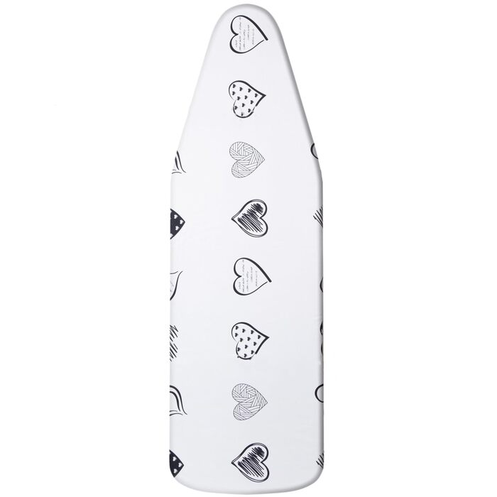 Гладильна дошка Yizunnu: 140x50 см, товсте покриття, шнурок, регульований затискач, простий монтаж, стійкий до подряпин принт (серце)