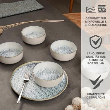 Набір мисок Moritz & Moritz ALHAMBRA 6 шт. блакитні - стильні та міцні миски з порцеляни для мюслі, супів та салатів. Можна мити в посудомийній машині, підходять для мікрохвильової печі, ідеальні для щоденного використання.