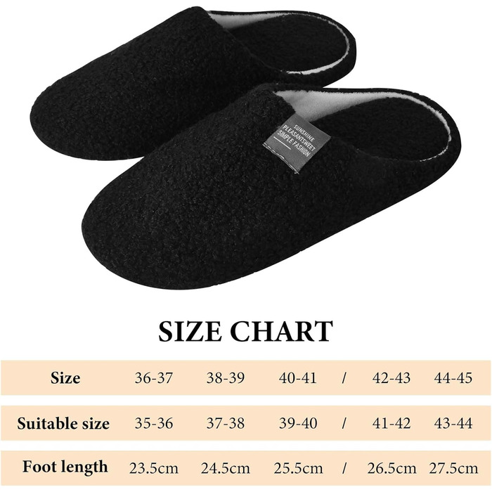 Чоботи додому зимові, плюшеві, теплі та зручні тапочки для дому та вулиці, антиковзні, дихаючі гостьові тапочки для жінок та чоловіків, чорні 40/41 EU