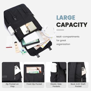 LOVEVOOK Рюкзак для жінок Елегантний 15.6 дюймів для ноутбука Водостійкий Шкільний рюкзак для дівчаток, підліток, жінок, для навчання, роботи, подорожей, бізнесу. Кольори: сірий, білий, рожевий, чорний (17.3 дюймів)