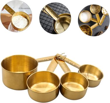 BESTOYARD 4-Piece Measuring Spoon Set - Stainless Steel, Wooden Cooking Spoon Set, Wooden Spoon Set, Baking Measuring Spoons, Measuring Scoop, Measuring Cup, Spoon Scoop, Long-Handled Measuring Spoons, Stainless Steel, 4 Pieces * 4