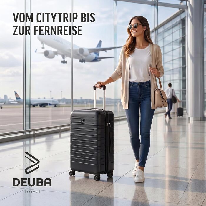 Набір валіз Deuba TRAVEL з жорстким корпусом, 3 предмети, чорний колір