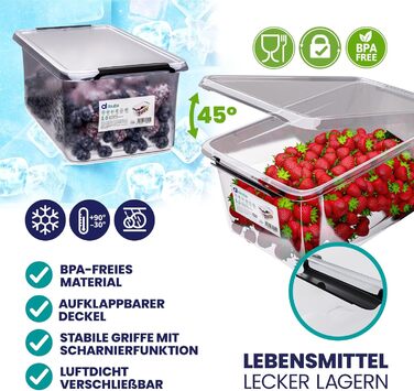Deuba® 10x Storage Box with Lid - Plastic Boxes, Food Safe, BPA Free, Small, Click Closure, Transparent, Stackable, Kitchen, Bedroom (5L, Set of 6)
