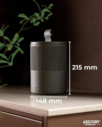 Безструмний осушувач повітря AbsoDry до 25 м² - з поповнюваним пакетом - з переробленого пластику - для вітальні, ванної кімнати, підвалу - осушувач для квартири - сірий