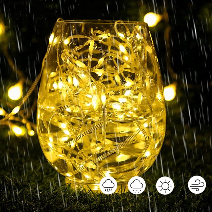 Гірлянда світлодіодна Gresonic 100/200/300/400 LED, струмопровідна, для дому та саду, тепле біле світло, 100 LED