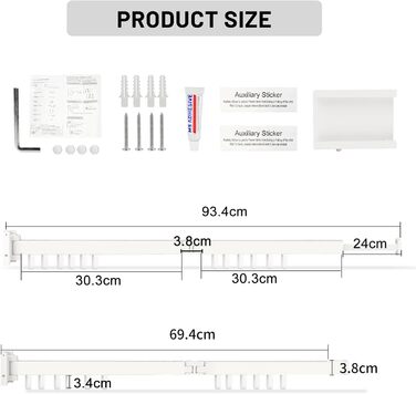 Настінна сушилка для білизни 120см, висувна, складна, з 18 гачками - для балкона, ванної, спальні, білий