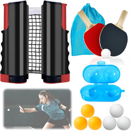 Набір для настільного тенісу: сітка, 2 ракетки, 6 м'ячів, коробка для м'ячів, сумка для зберігання. Професійний спортивний набір для гри в приміщенні та на вулиці