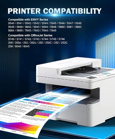 Комплект картриджів HALLOLUX 62XL для принтерів HP Envy 5540, 5544, 5545, 5548, 5640, 5646, 7640 та OfficeJet 200, 5740, 5742, 5744 (чорний та кольоровий, 2 шт.)