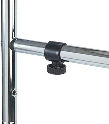 WENKO Clothes Rack, Folding, Clothes Storage with Adjustable Clothes Rail and Wheels, Plastic/Metal, 88 x 100-168 x 11-49 cm, Chrome/Grey (188 x 49 x 116 cm)