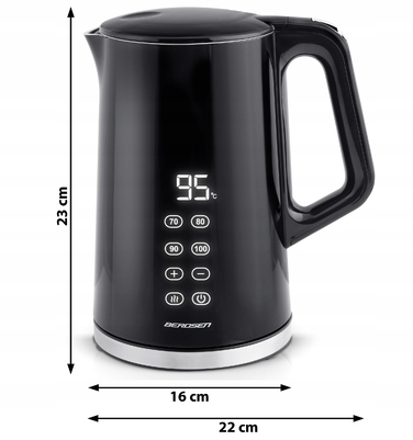 Електричний чайник Berdsen з регулюванням температури, 2200 Вт, сенсорна панель, 1,7 л