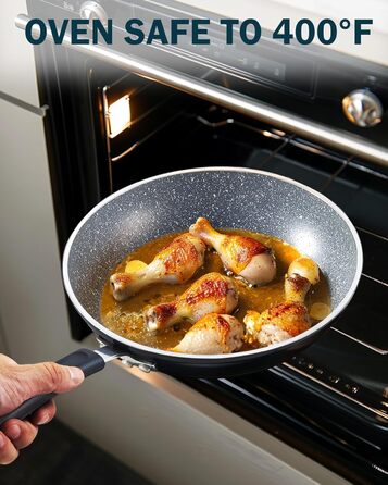 Сковорода Cook N Home з антипригарним покриттям, мармур, 20.3/25.4/30.5 см, чорна