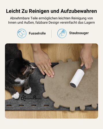 Кігтеточка-будиночок для котів DownyPaws з фетру, 2-ярусна, 50 x 33 x 50 см. Теплий дизайн, захист кігтів, сірий колір.