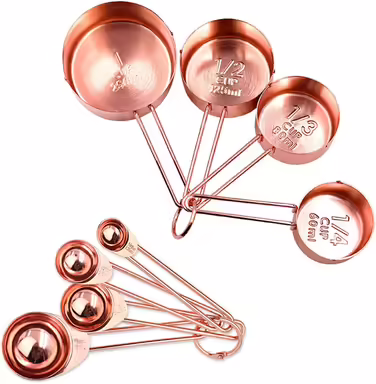 ChengBeautiful Messlöffel Messbecher Messlöffel Set Kuchen Messbecher Backwerkzeug Schnalle Messerschale Messlöffel Set Rose Gold Zum Backen Kochen Küche (Color : Rose Gold, Size : 8PS)
