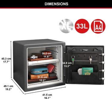 Master Lock: вогнестійкий та водонепроникний сейф, 23L, 417x348x478 мм, цифровий код, підсвічування, для дому та офісу
