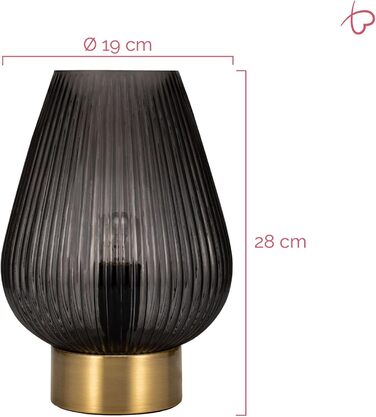 Настільна лампа Pauleen 48158 Crystal Gloom з кришталевим декором, антрацитова, E27, 40W, димчасте скло/латунь