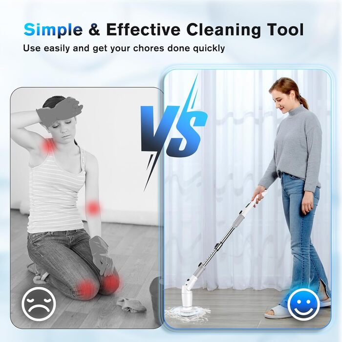 Електрична щітка для прибирання: 8 насадок, 2 швидкості, 550 RPM - для ванної, плитки, скла