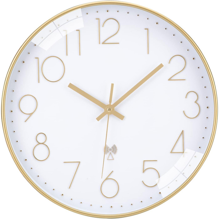 VIVILINEN Radio-Controlled Wall Clock Silent Wall Clock No Ticking Sound Modern Radio-Controlled Wall Clock Silent Wall Clock Non-Ticking Hanging Clock for Living Room Bedroom Office Kitchen 30x30cm / 12 inches
