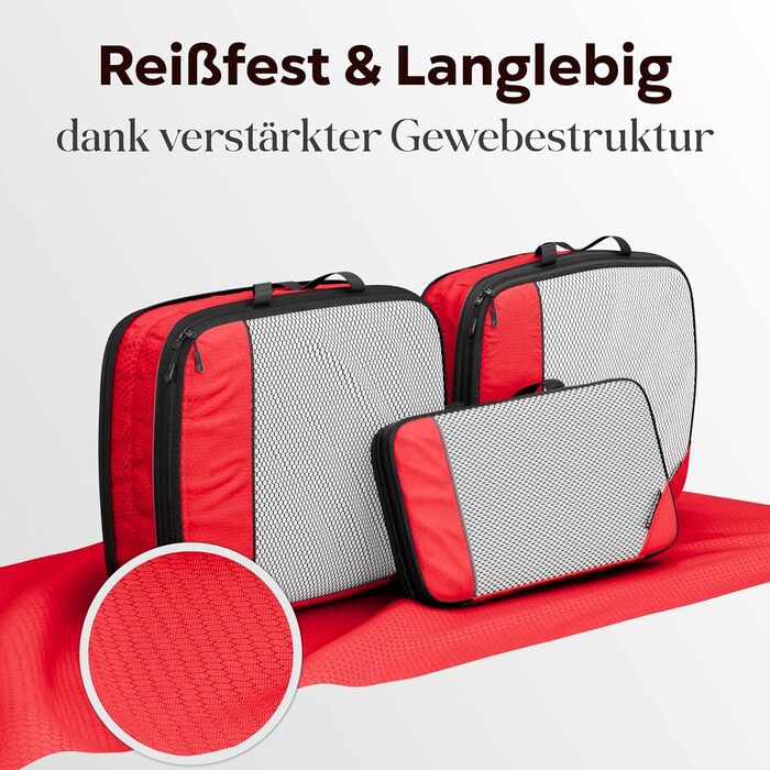 Набір кубиків для пакування з компресією для валізи та рюкзака, 3 шт., Sunset Blaze - Червоний