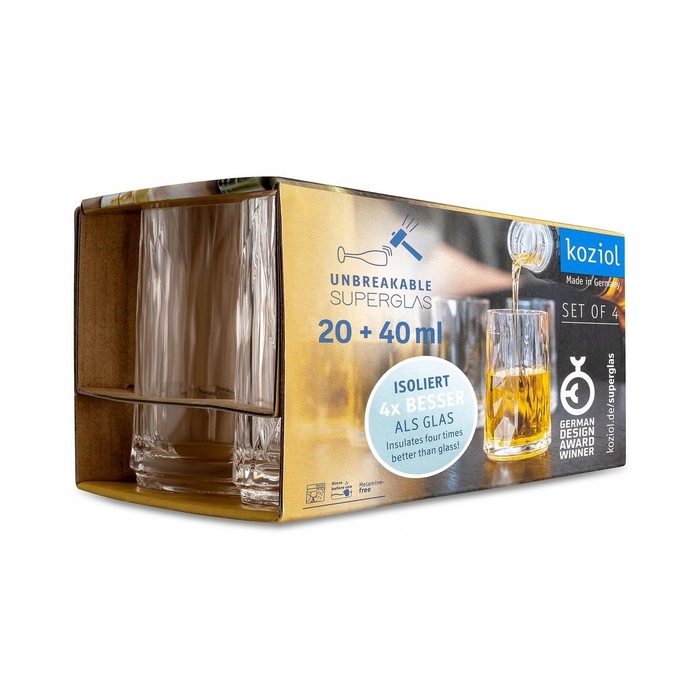 Набір стопок для горілки Koziol Crystal, прозорі, 45 мл, 4 шт.