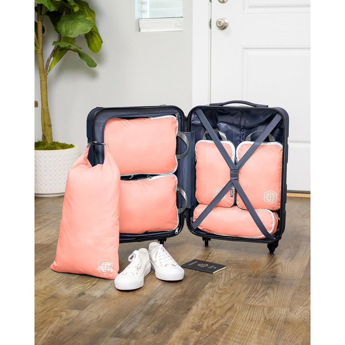 Набір кубиків для пакування TRIPPED: Органайзери для подорожей, 6 шт. (білий, зелений, рожевий)