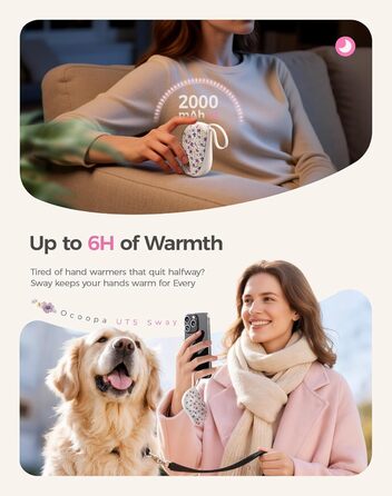 Електричні грілки для рук OCOOPA 2 шт., багаторазові, 4000mAh, подарунок на Новий Рік для жінок, ультратонкі (1,5 см), підходять для рукавичок та сумок, зимова необхідність, UT5 Sway Wiesengeflüster (Ocoopa x Künstleredition) (Lila Blüten (Ocoopa x K