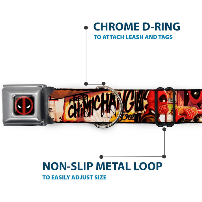 Нашийник для собак Buckle-Down Deadpool Kills Deadpool, L, 3.8 см, універсальний