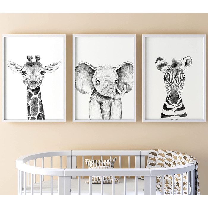 Eviepops Prints Safari Animals Set of 3 A4