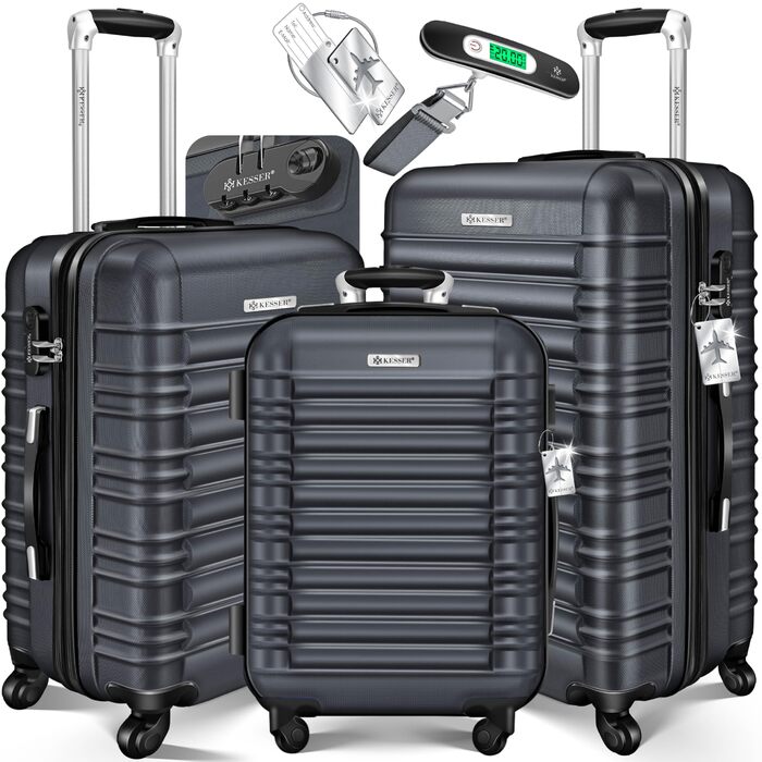 Набір валіз KESSER® 3шт з ABS-пластику: велика, середня, маленька з телескопічним ручками та ваговою системою