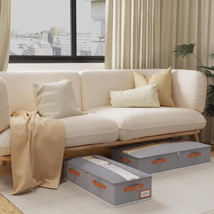 Підліжкові комоди Yawinhe (2 шт.) з прозорим кришкою, сірі, 80x40x15 см - органайзери для зберігання під ліжком