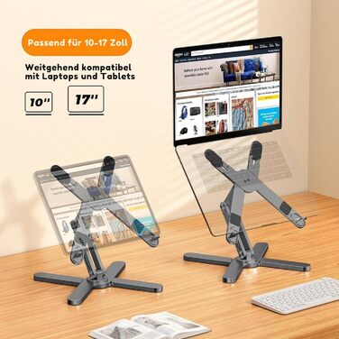 FoldWise X Laptop Stand for Desk – Aluminum, 360° Swivel, Foldable, Height & Angle Adjustable – Stable & Portable Laptop Riser, MacBook Stand & Computer Holder for 11-18 Inch