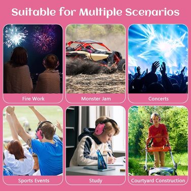 Навушники захисні дитячі Floriogra 2 шт. - капсульні для захисту слуху, складані, зелені та рожеві, 3-16 років