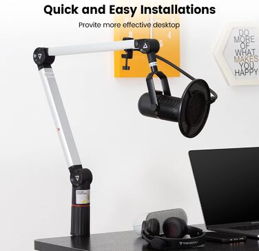 Підставка для мікрофона THRONMAX S5, гальген-тип, регульована, поворотна на 360°, срібна