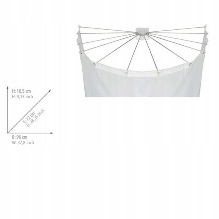 Дуговий шторний карниз Wenko 72-96 x 10 мм, білий