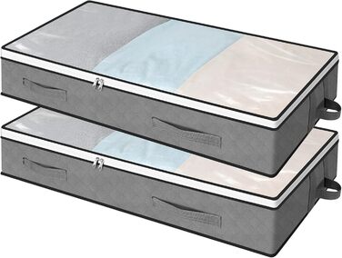 Коробки для зберігання під ліжко AiQInu (2 шт.) 100x50x18 см, складні, з вікном, для одягу, ковдр, постільної білизни